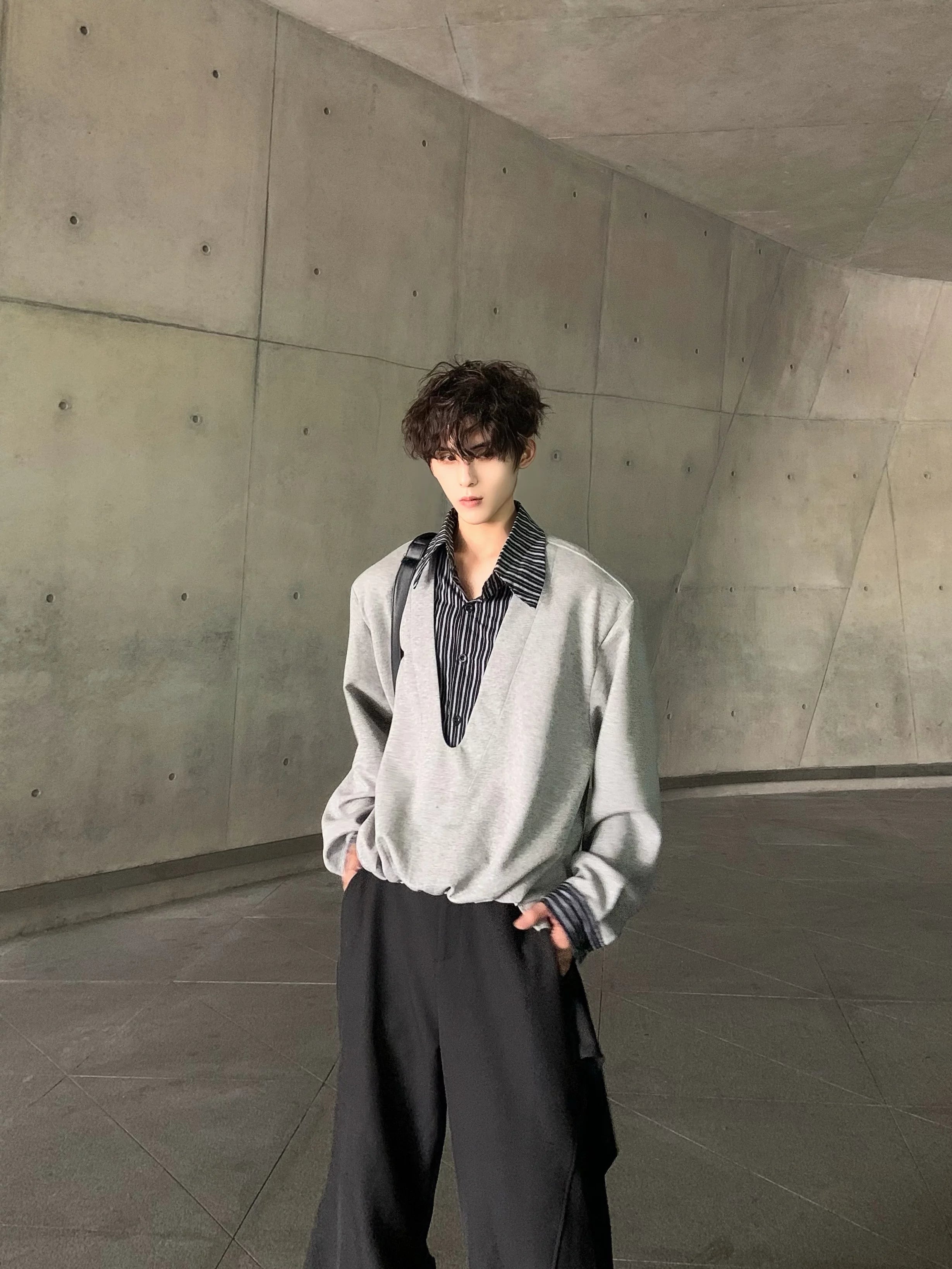 Slate Layered V-Neck Sweater