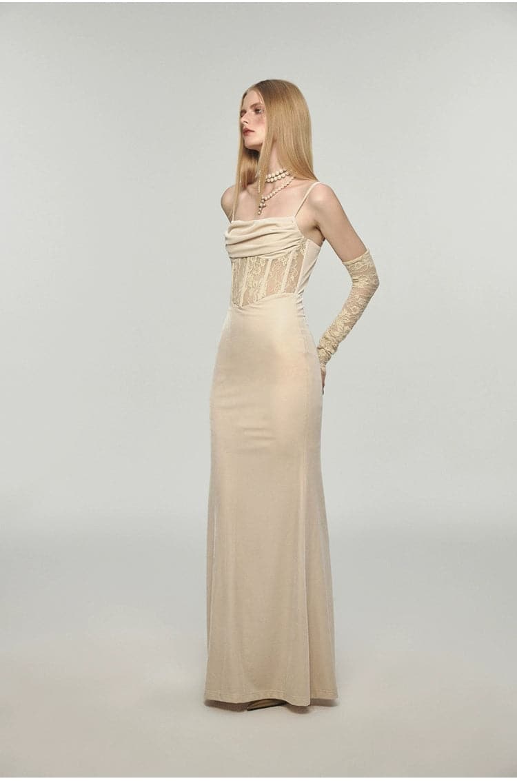 1Jinn Velvet Dress With Fishbone Straps - chiclara