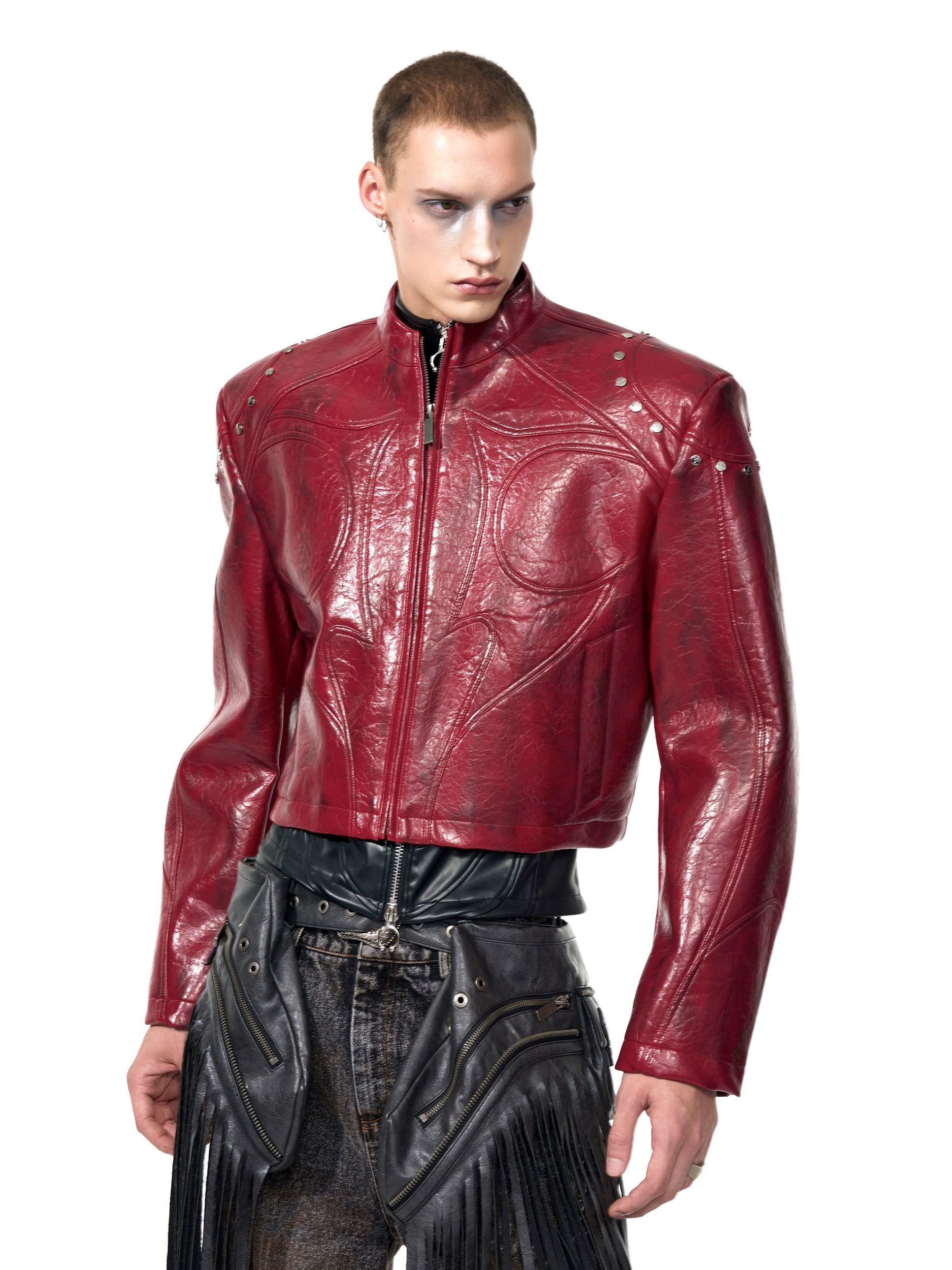 Cropped Sheer Panel Jacket