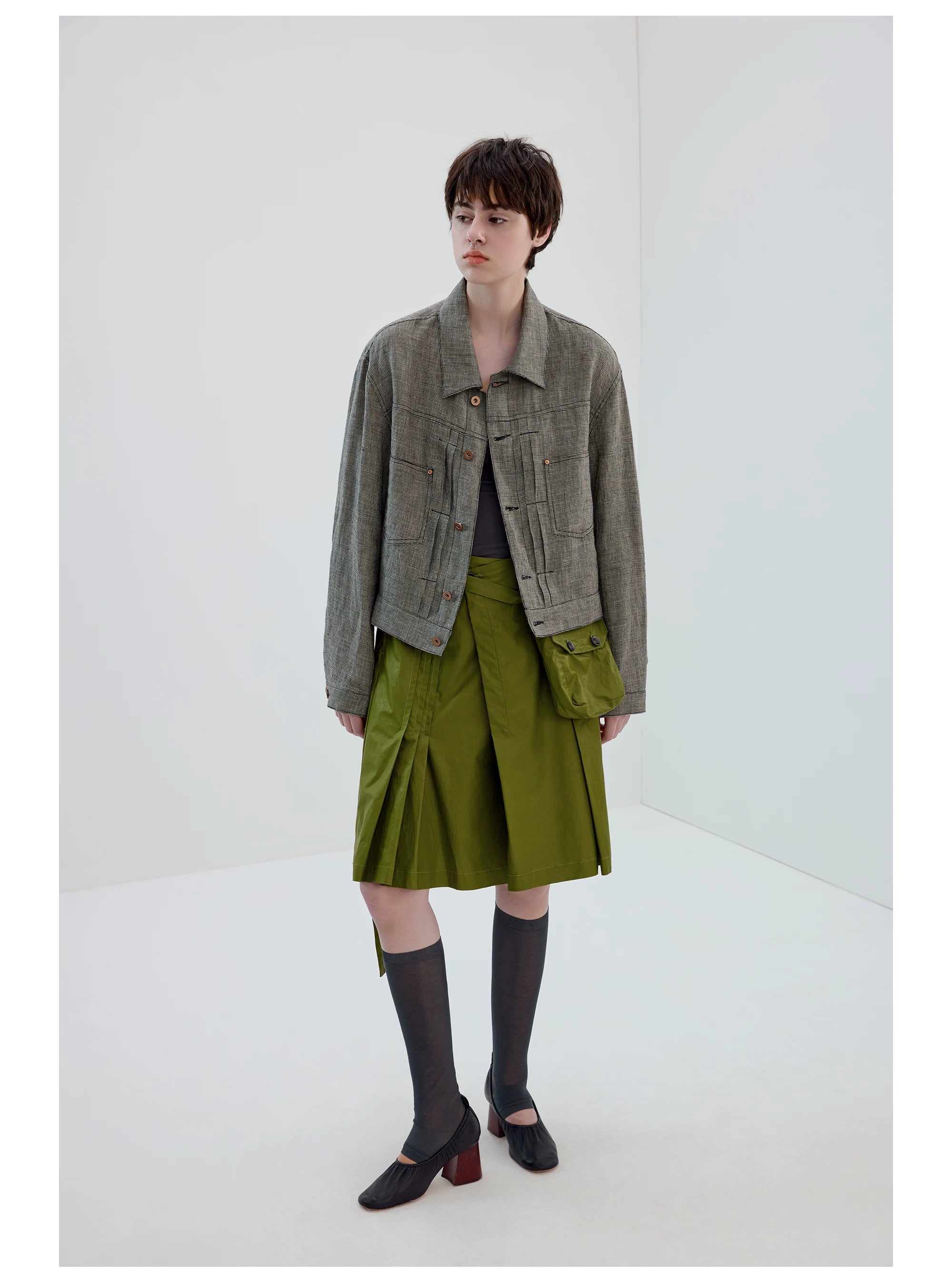 Mossveil Pleated Mini Skirt