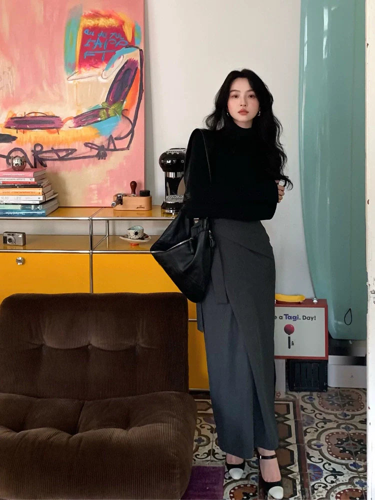 Strappy High-Waisted Wrap Maxi Skirt