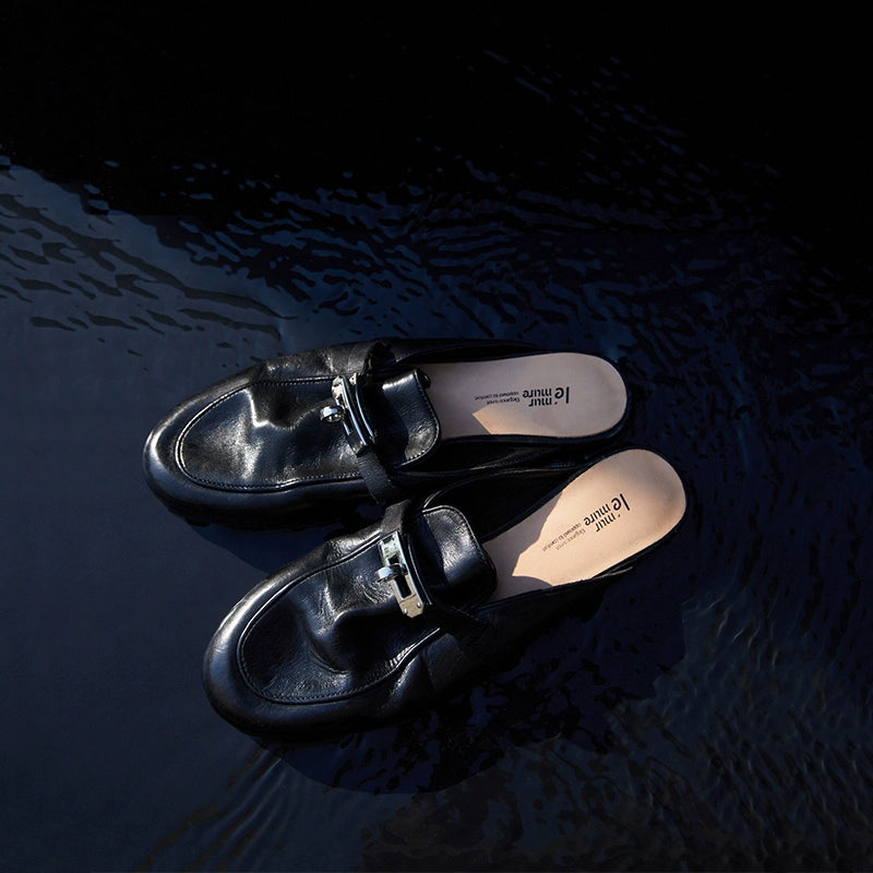 Leather Buckle Mules