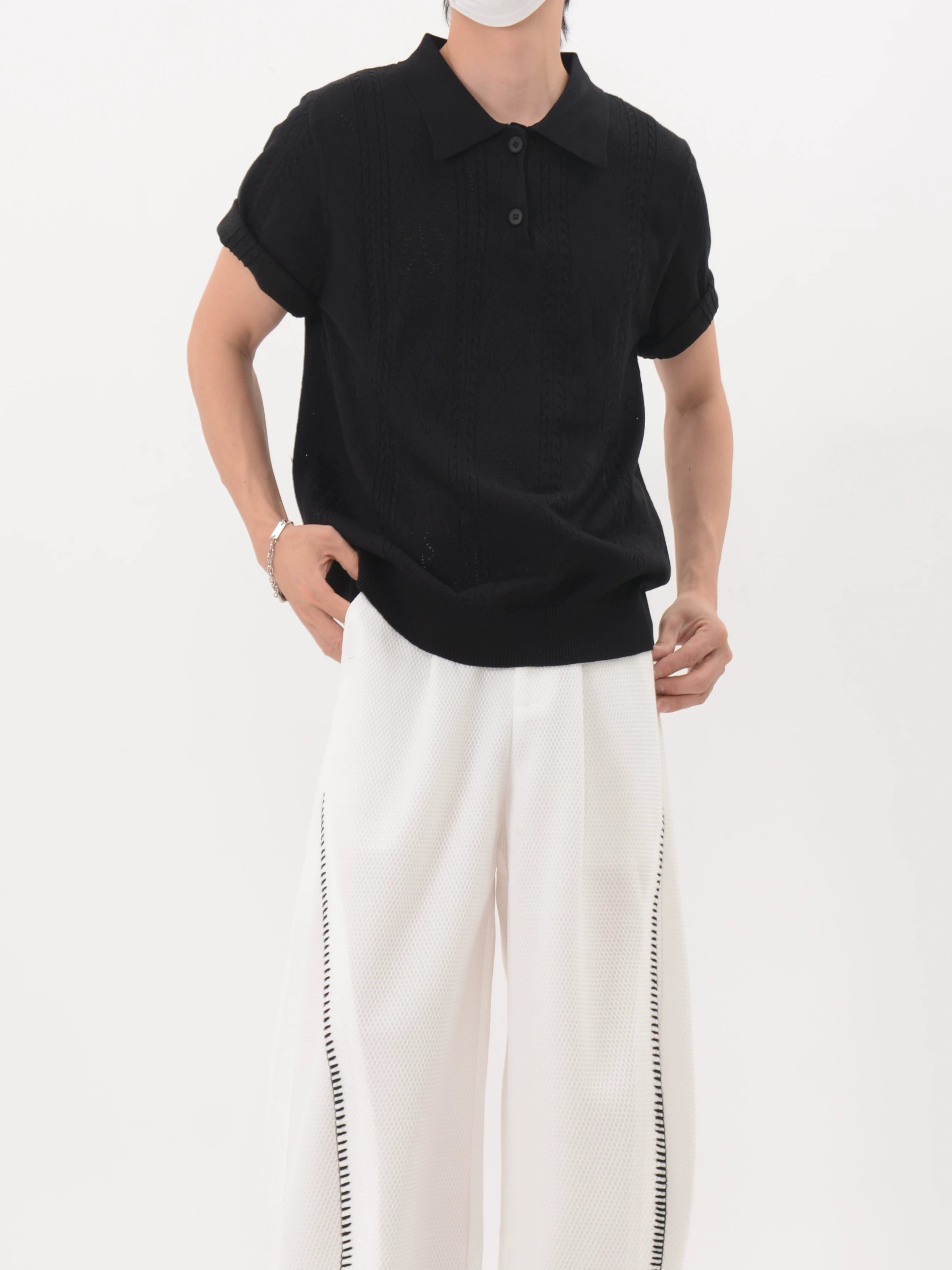 Frost Textured Lattice Knit Polo