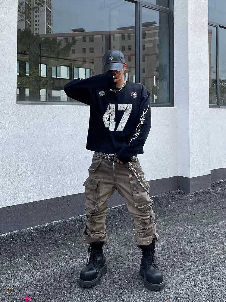 Distressed 47 Varsity Sweatshirt