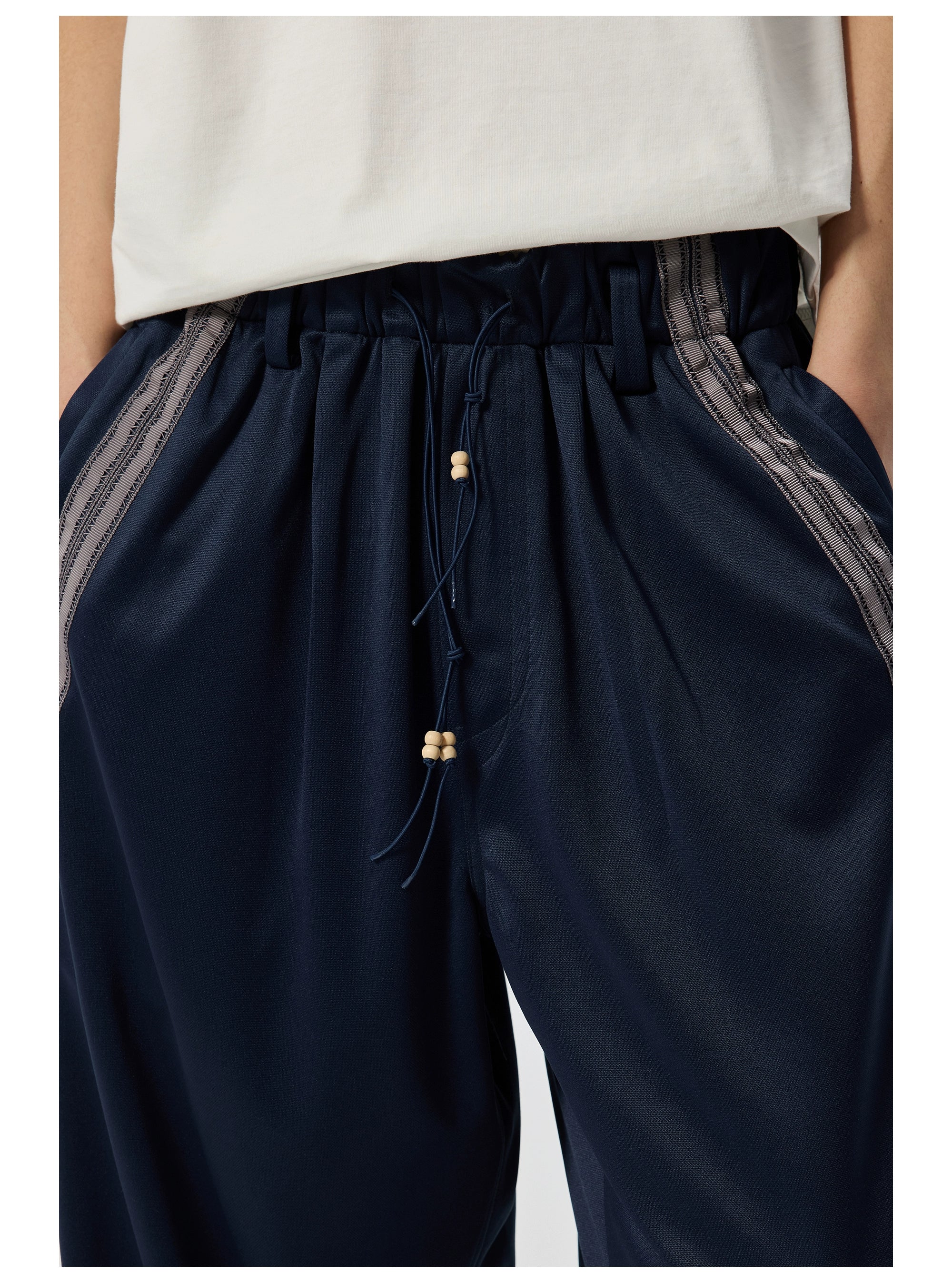 Wide Leg Track Pants with Side Stripe