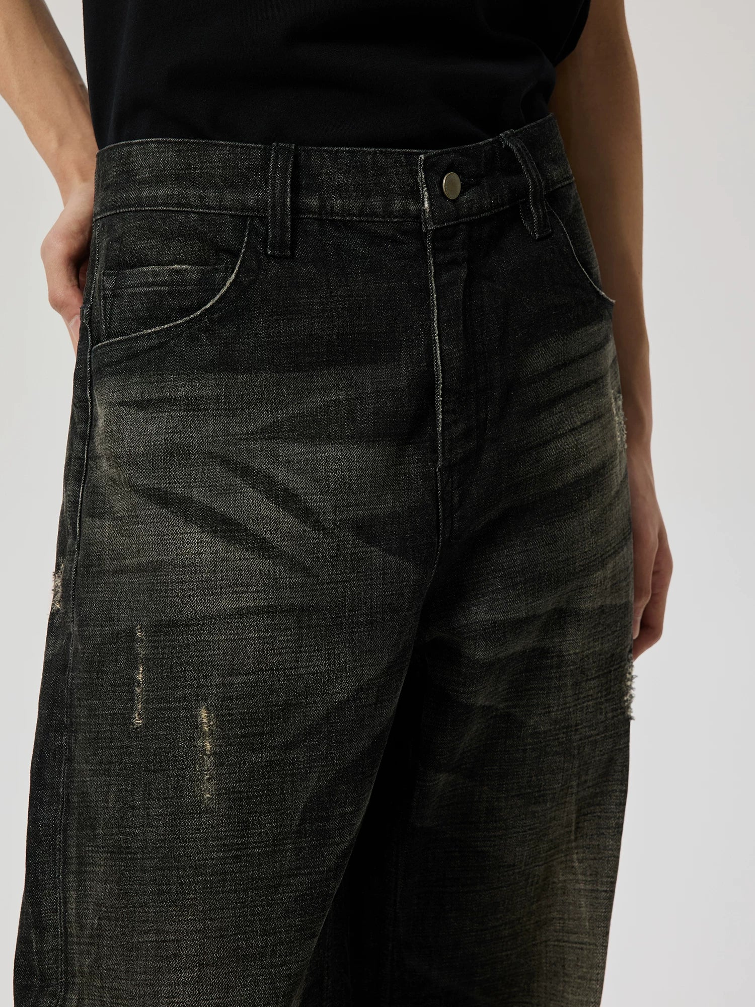 Nightscar Distressed Wide-Leg Jeans