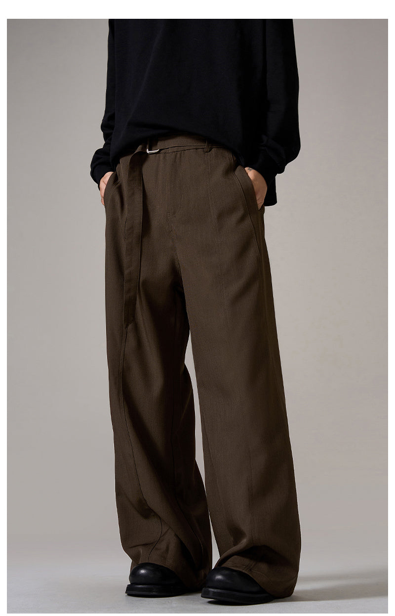 브라운 릴렉스 와이드 레그 팬츠