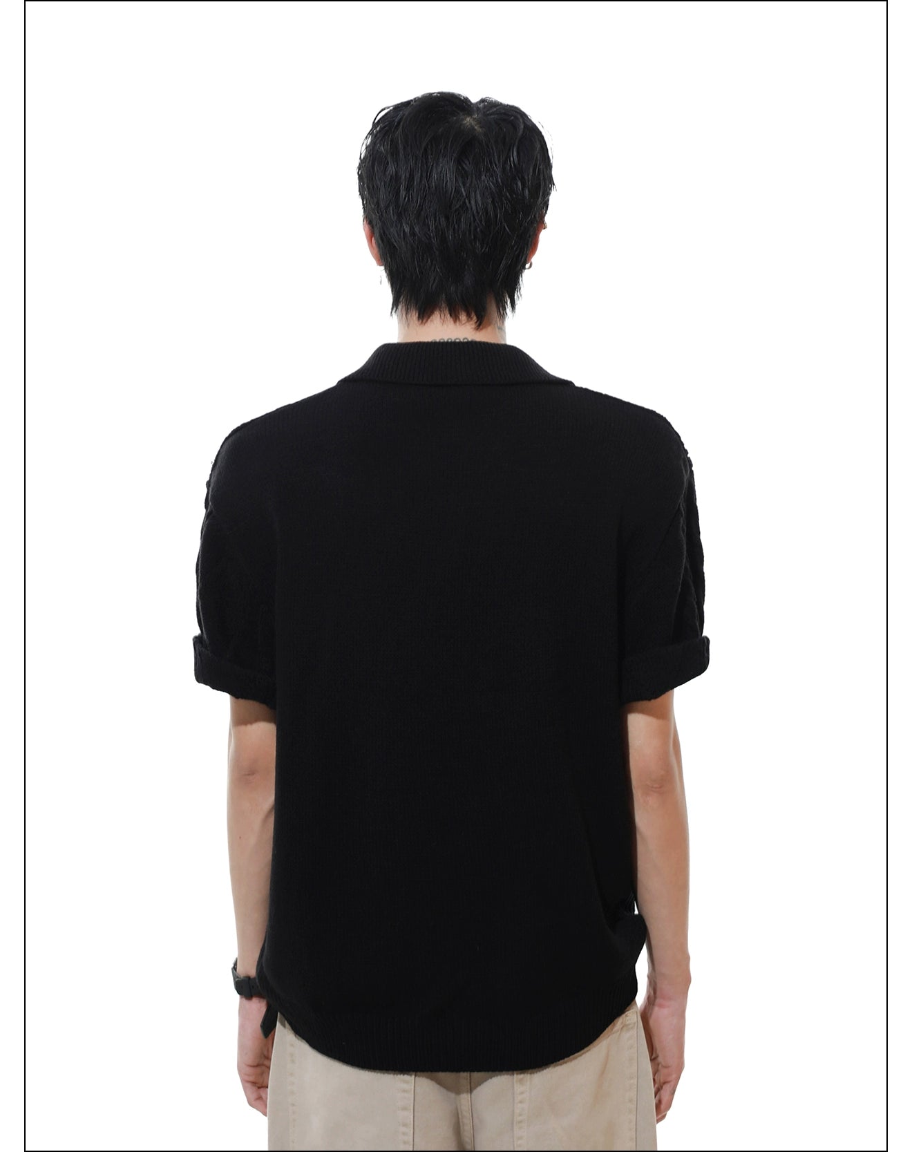 Sandstone Cable Knit Polo Tee