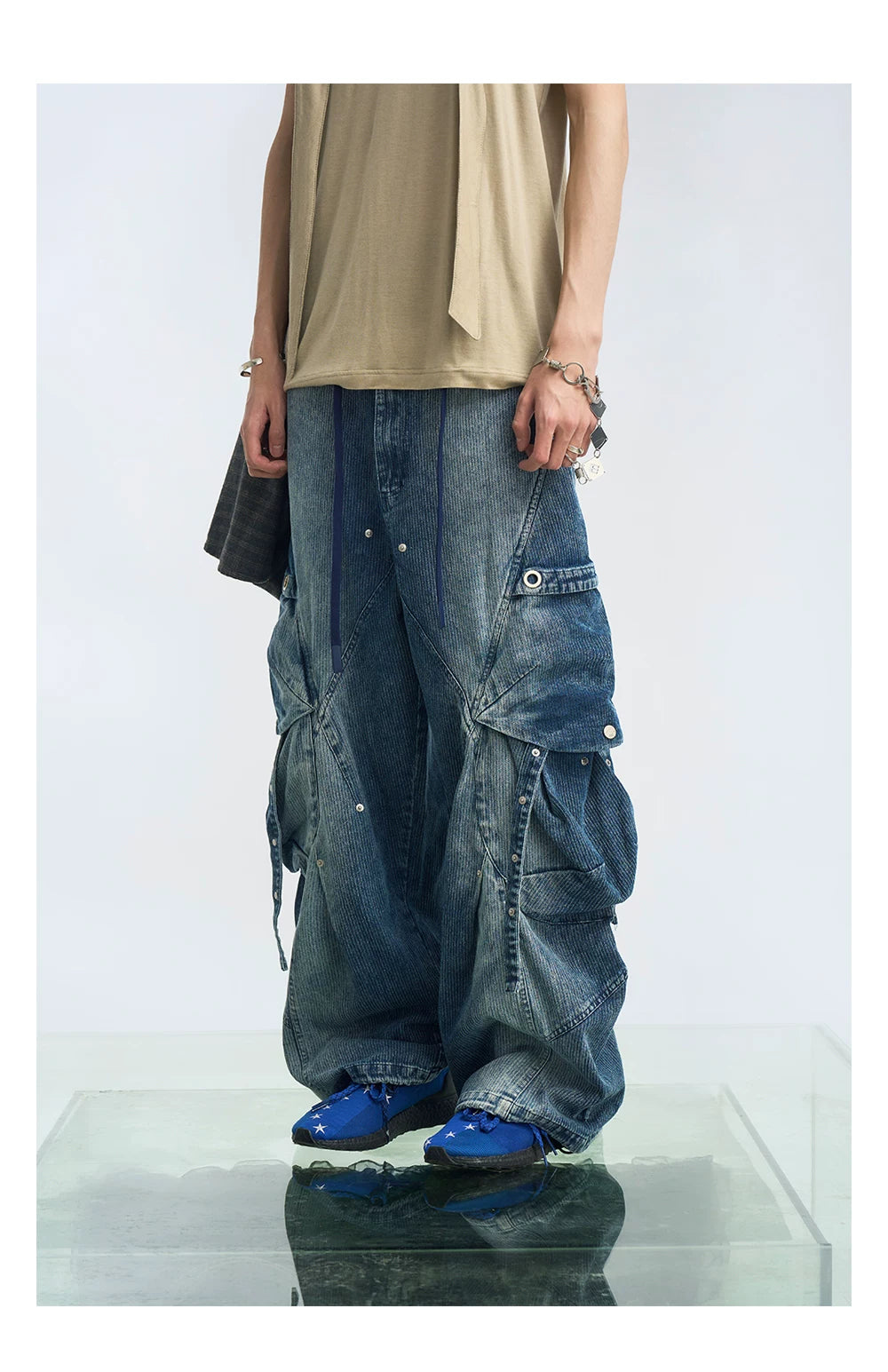 Layered Pocket Barrel Leg Jeans