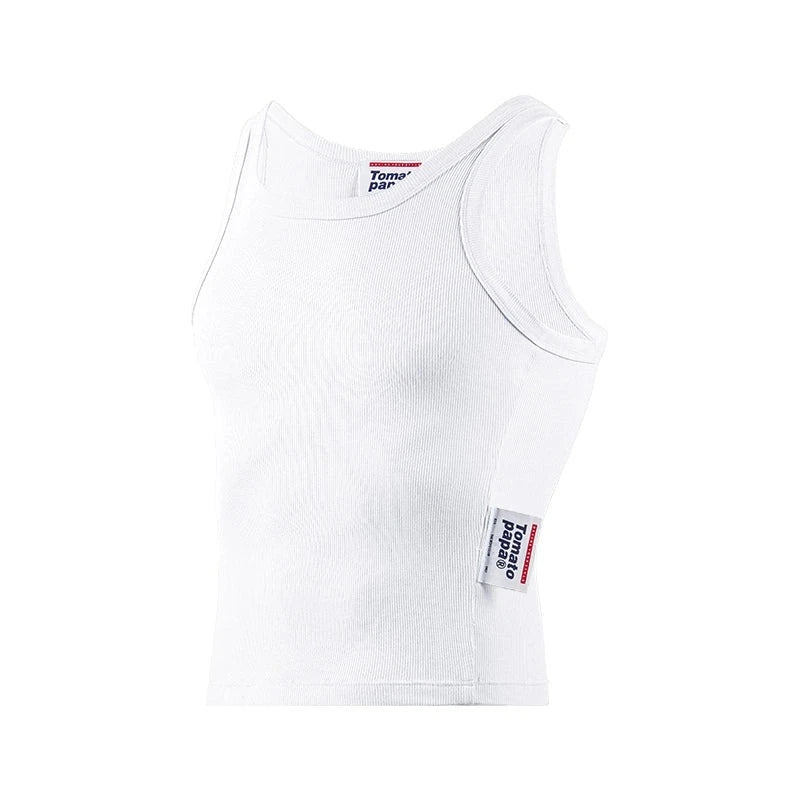 Camiseta de tanque acanalado de ajuste delgado
