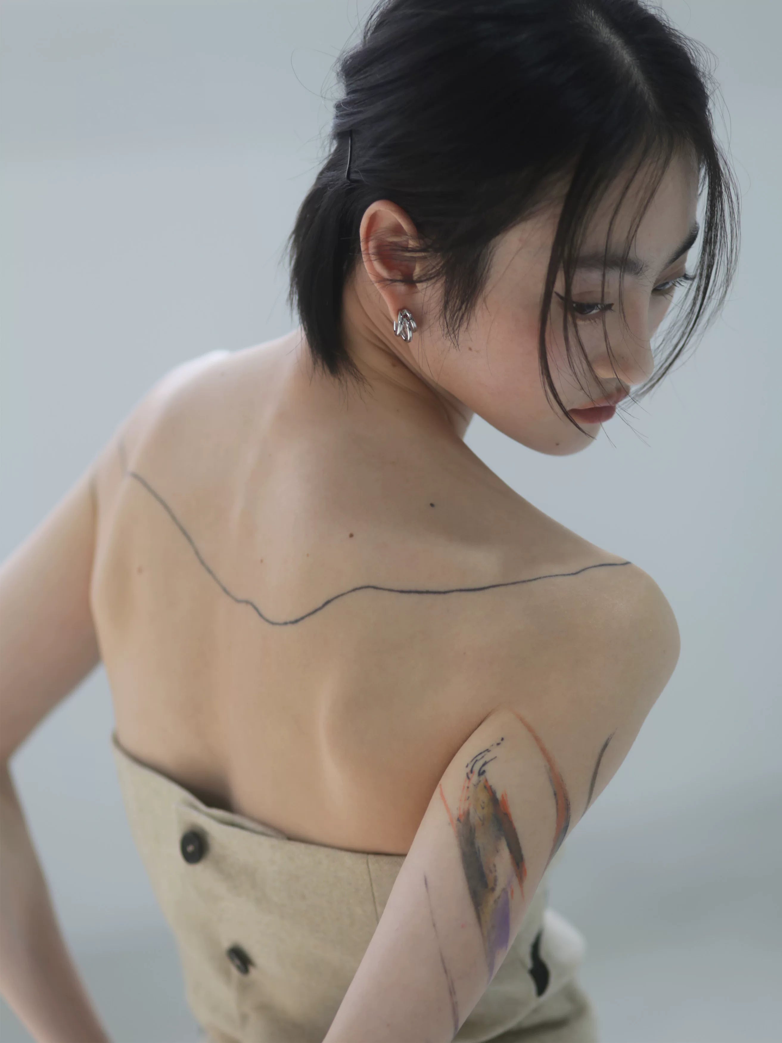 Ivory Wave Sculpted Bustier Top