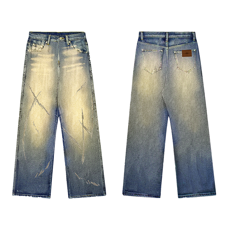 Rust Fade Wide-Leg Denim Jeans