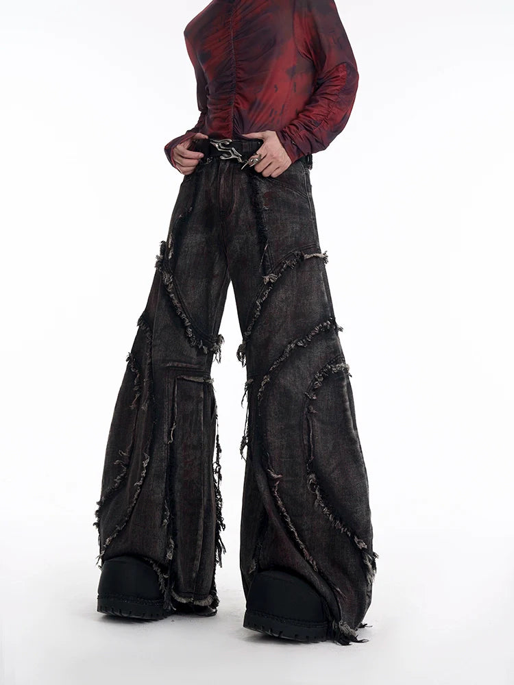 Distressed Frayed Denim and Pants Setup