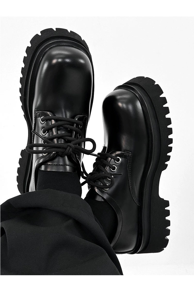 Chunky Black Robust Platform Derby Shoes