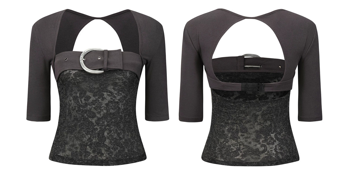 Vesper Buckle Lace Corset Top