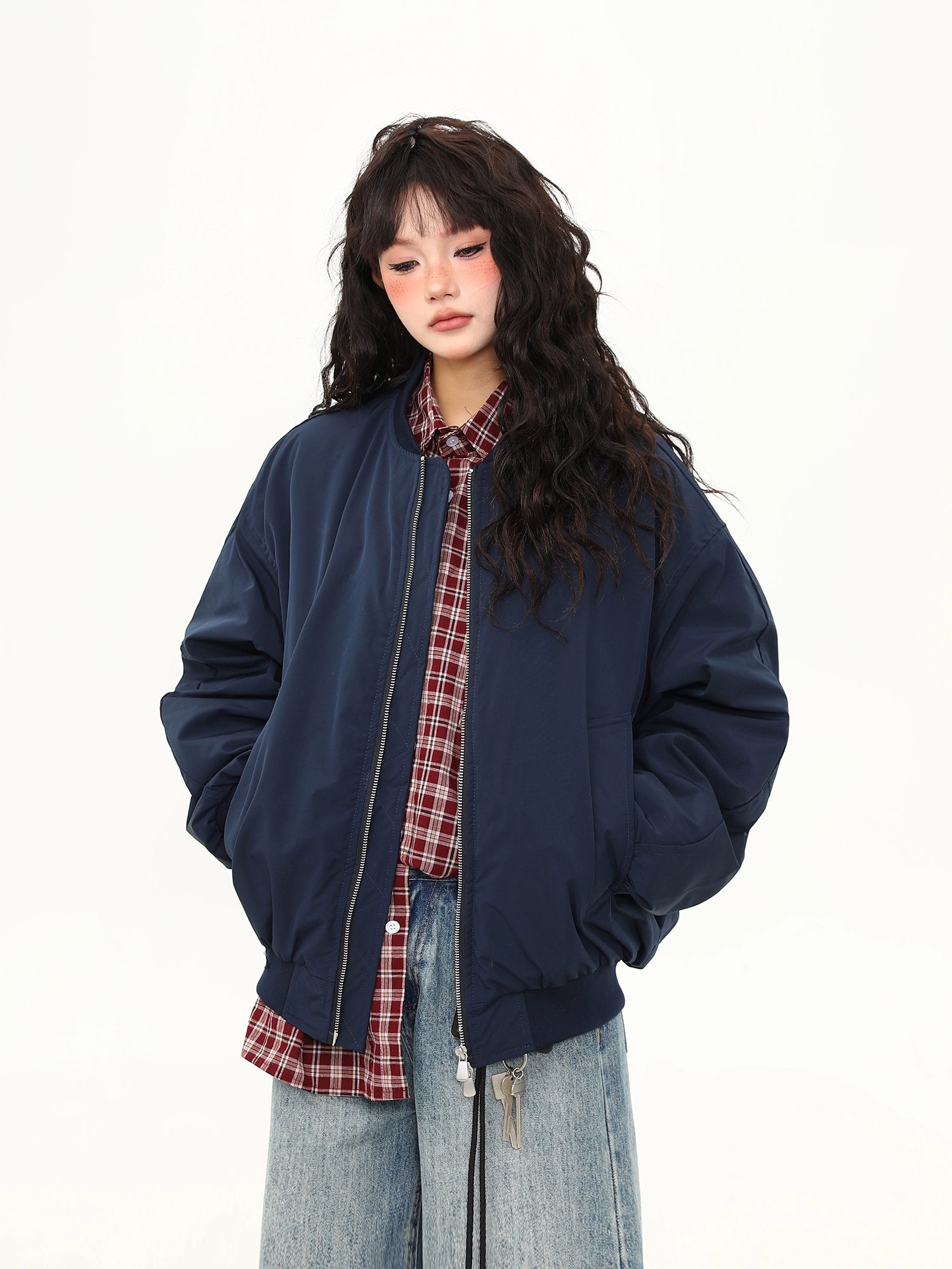 Midnight Campus Oversized Bomber Jacket