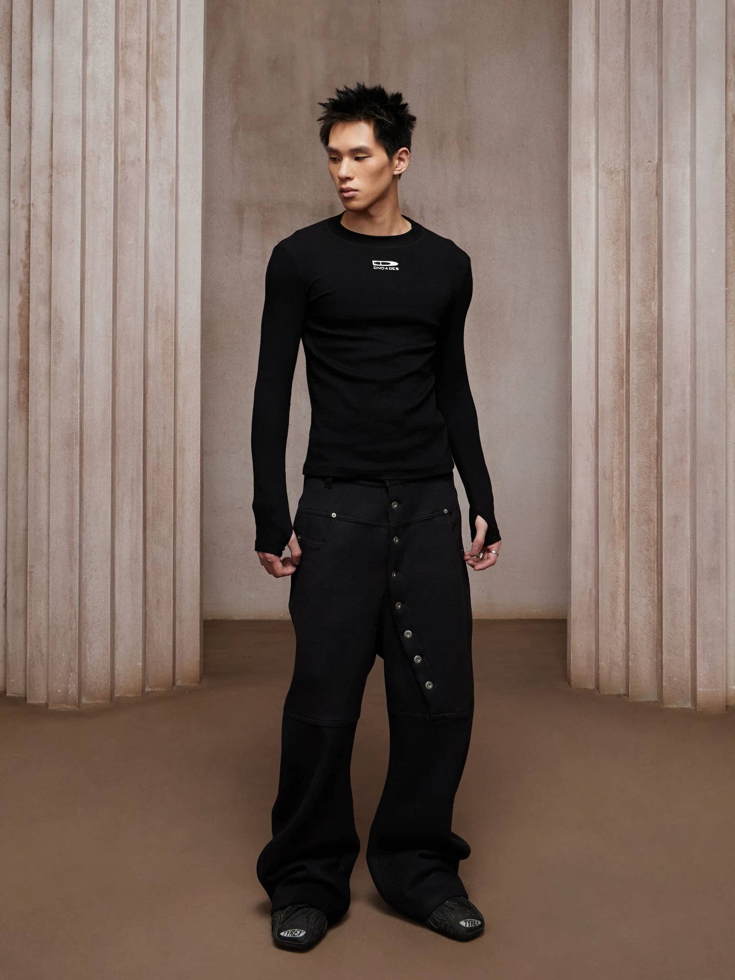 Logo Ribbed Compression Long Sleeve Tee