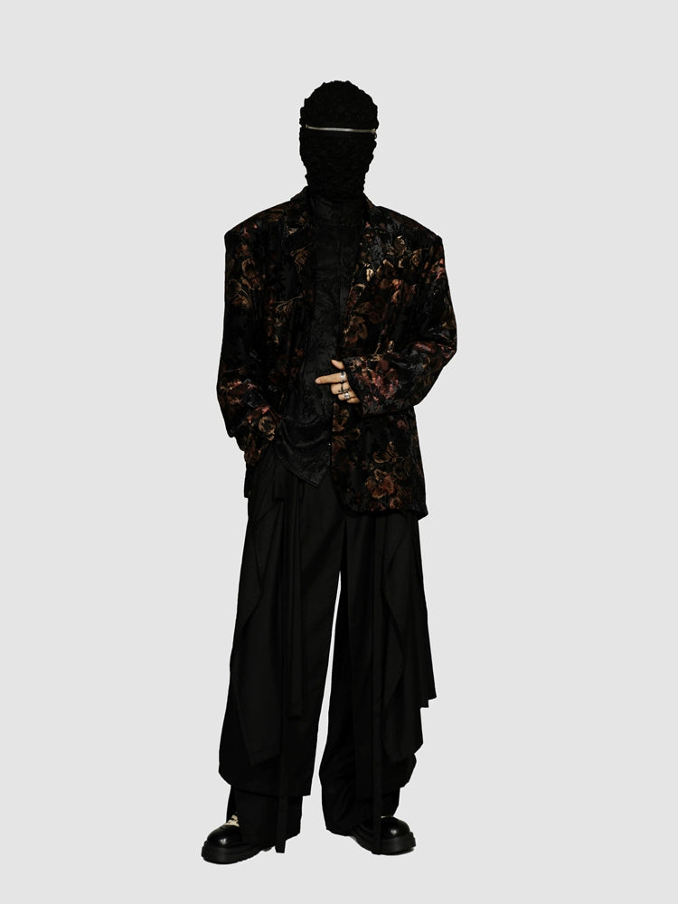 Black Floral Pattern Blazer