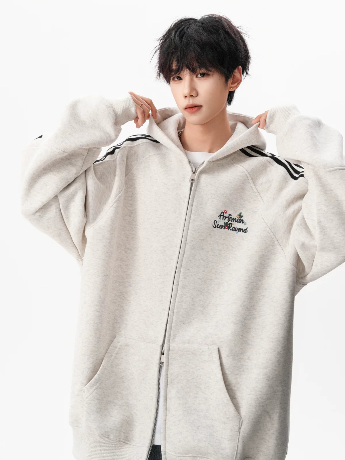 Triple Track Heather Zip Hoodie