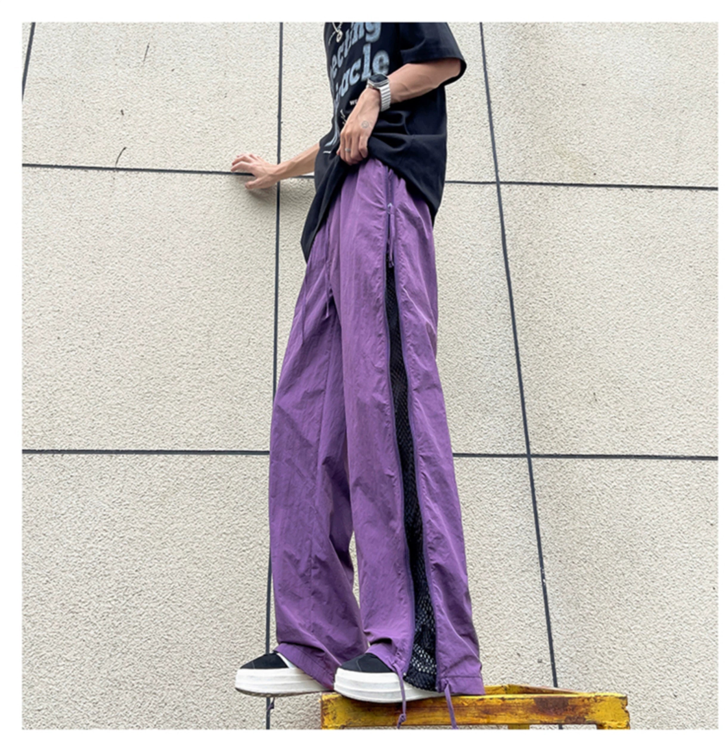 Mesh Panel Wide Leg Pants