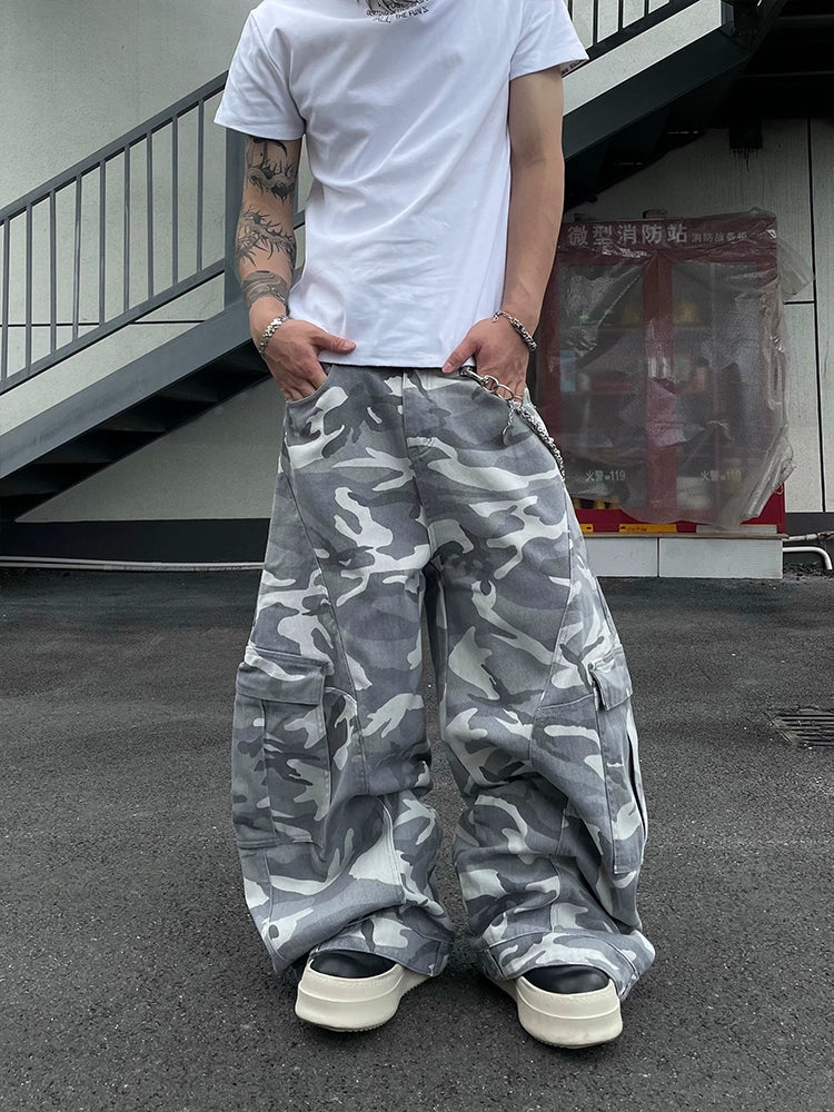 Multi-Pocket Frost Camo Cargo Pants