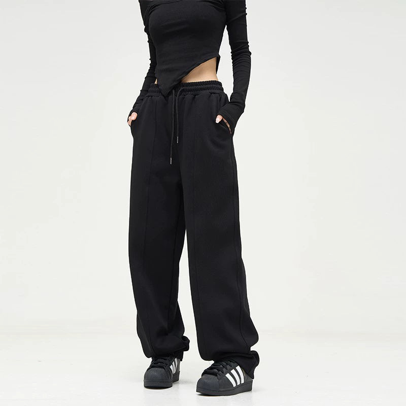 Elastic Waistband Wide-Leg Sweatpants