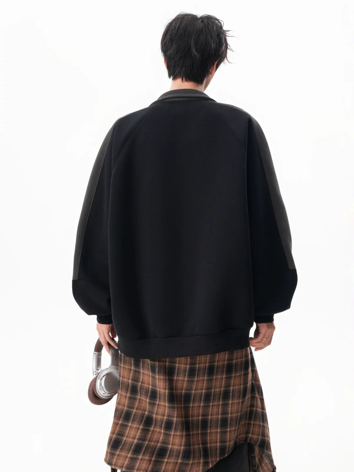 Varsity Track Stripe Zip Bomber Sweater