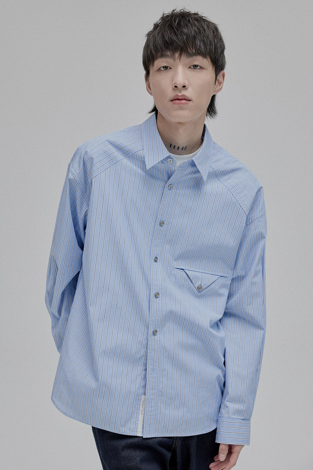 Camisa de gran tamaño de rayas azules/blancas