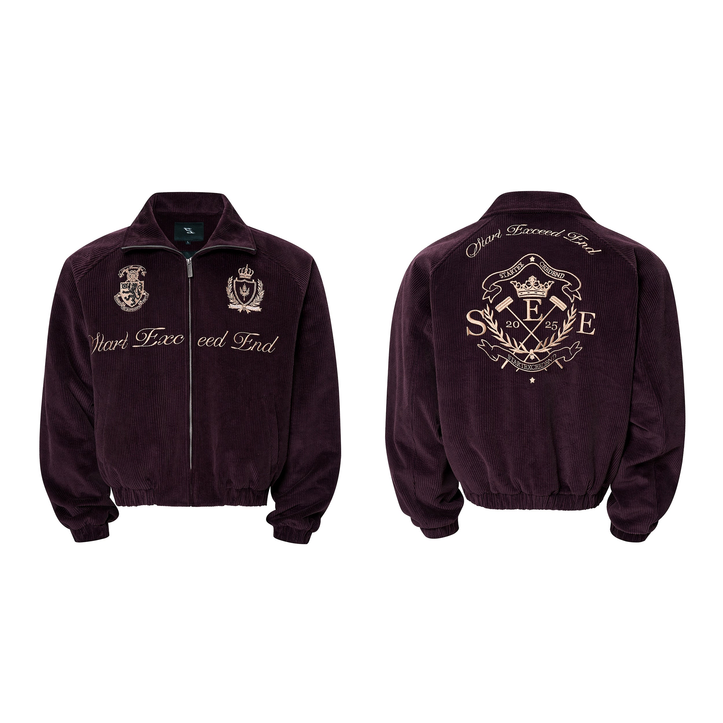 Embroidered Crest Corduroy Jacket