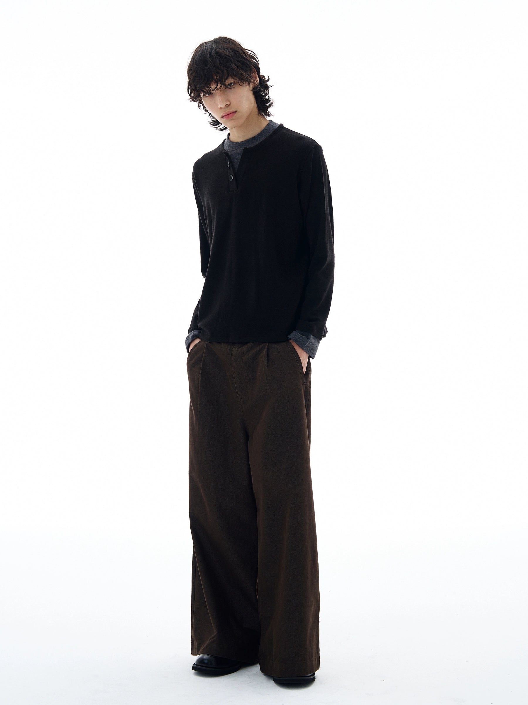 Contrast Henley Long Sleeve