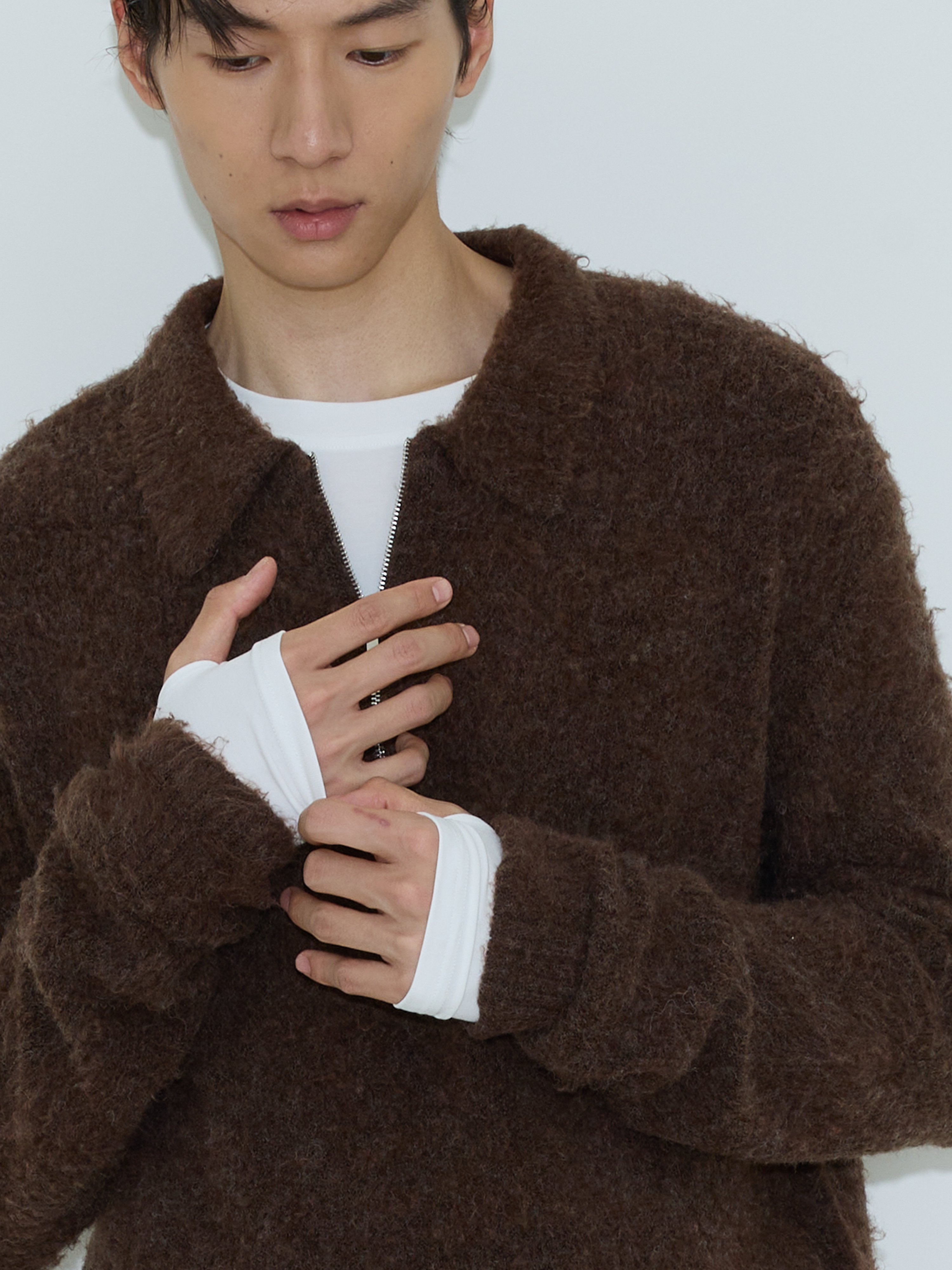 Coffee Cloud Fuzzy Zip Pullover