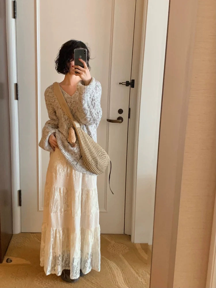 Soft Cable Knit V-Neck Sweater