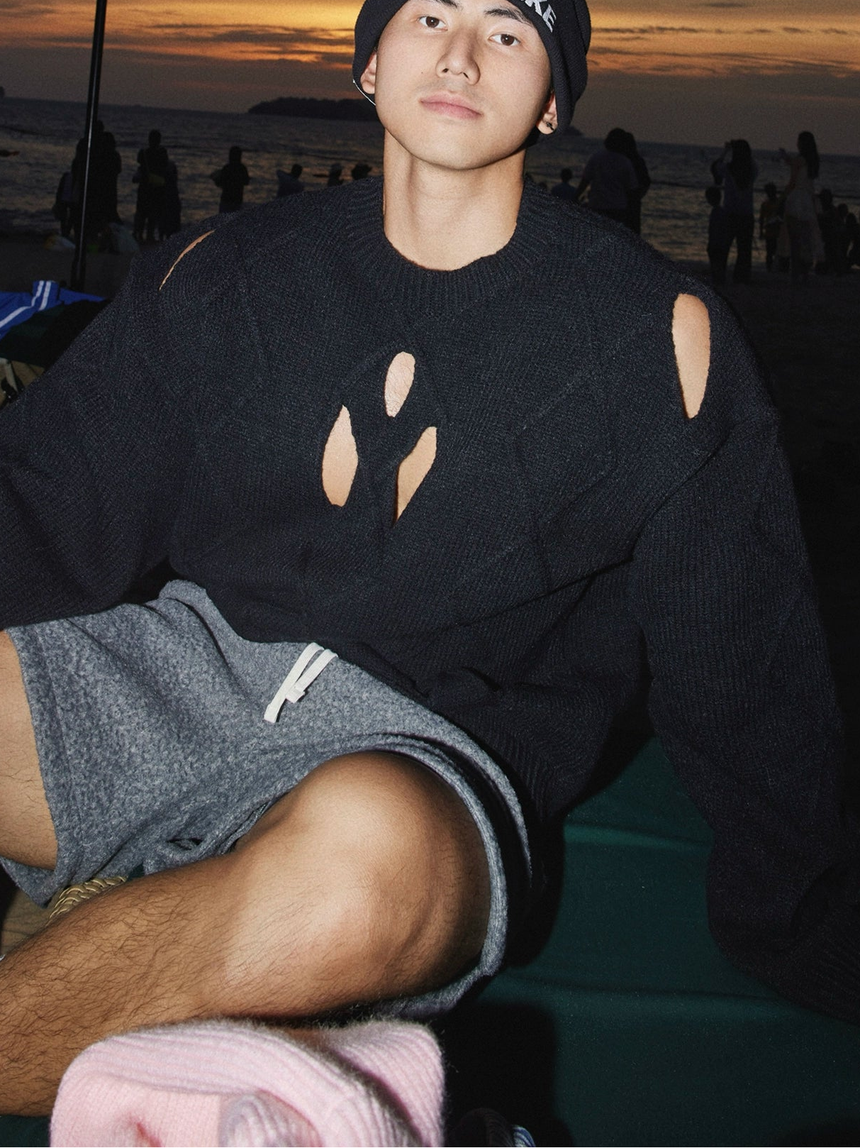 Midnight Distressed Knit Sweater