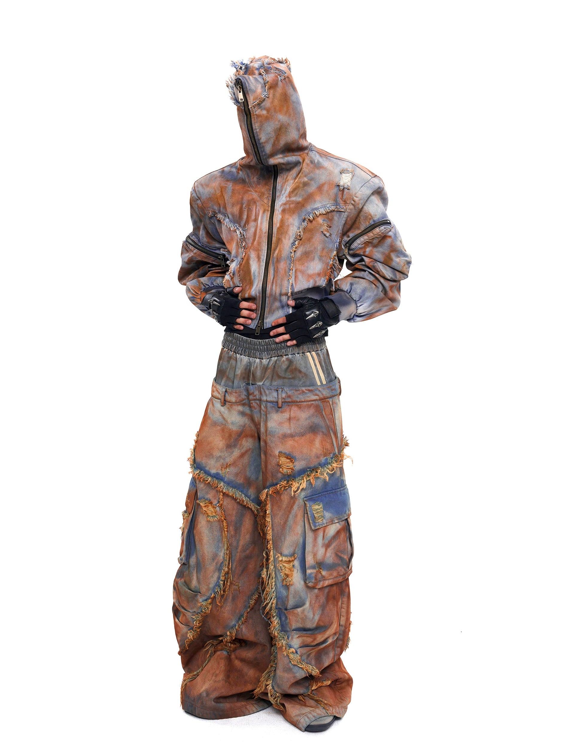 Metallic Streetwear Hooded Set