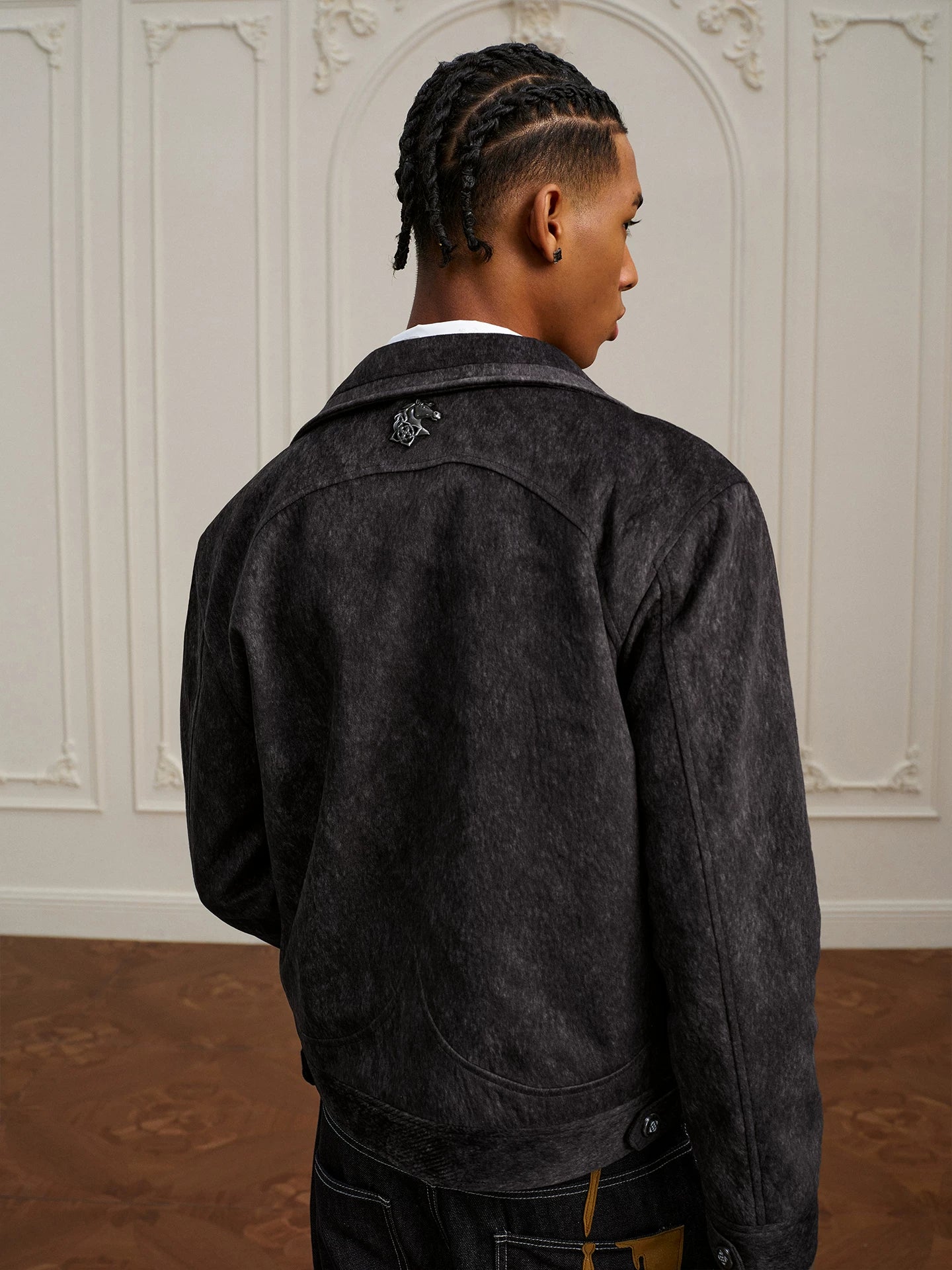 Textured Western Yoke Zip Front Jacket