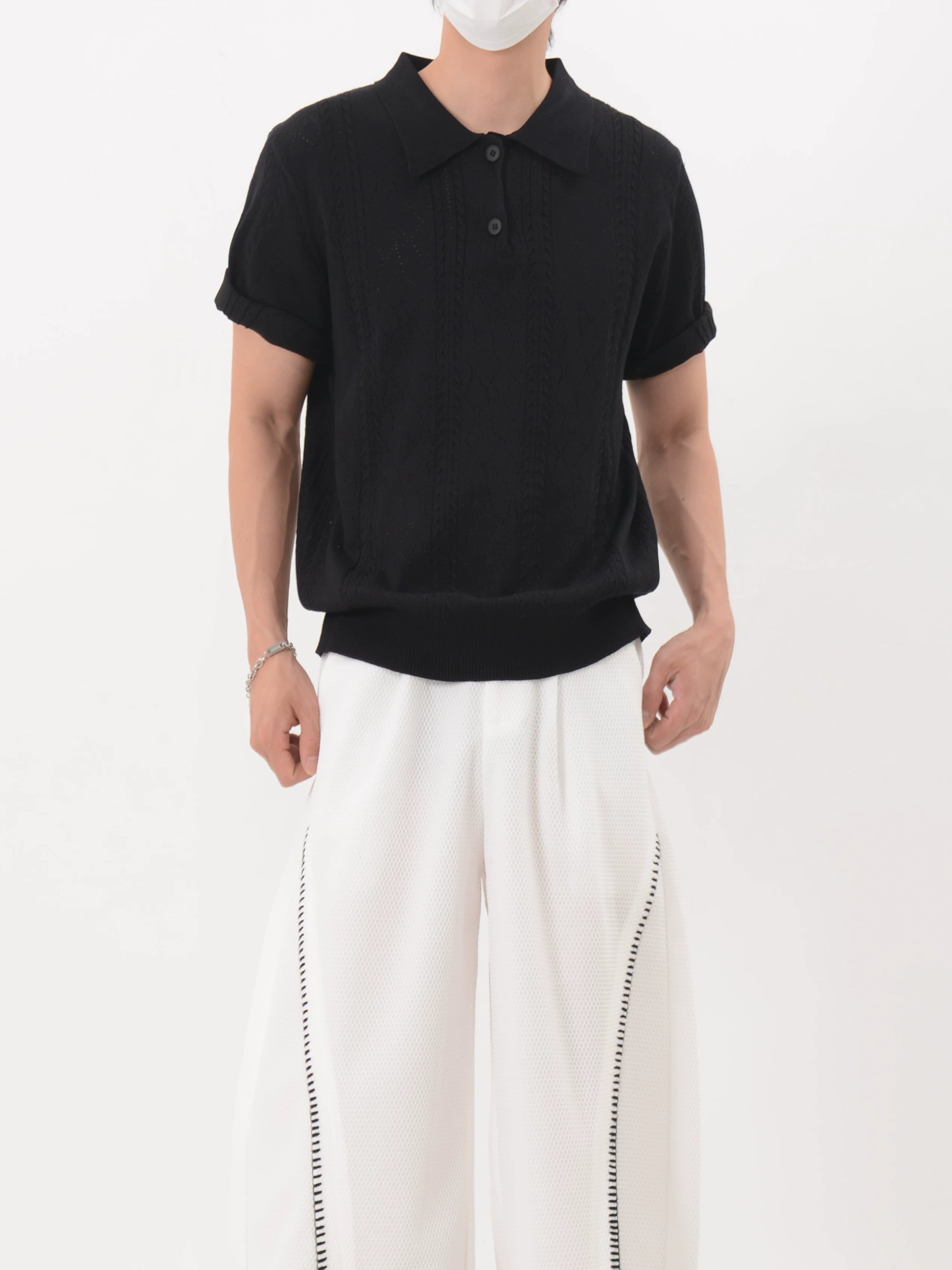 Frost Textured Lattice Knit Polo