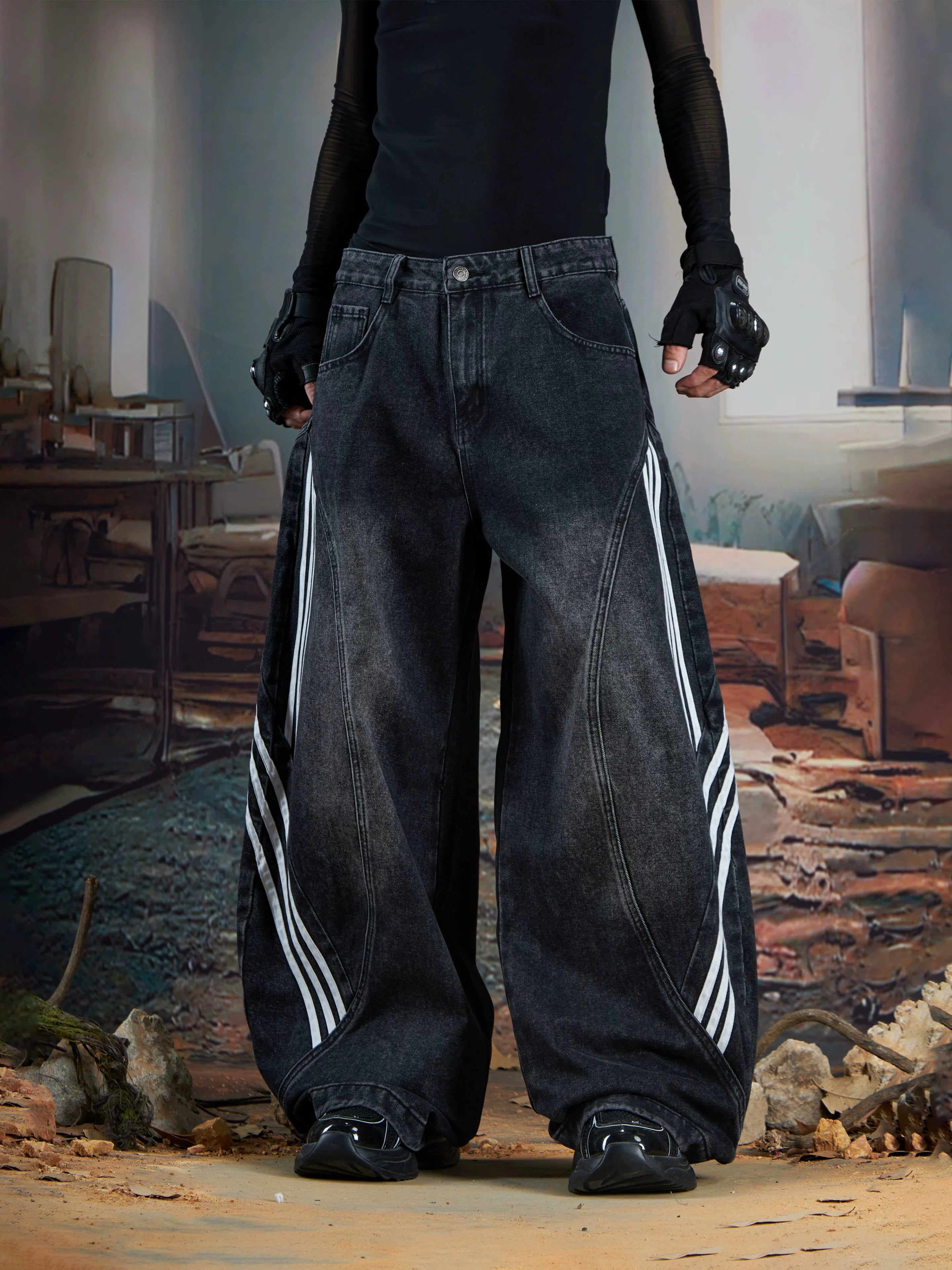 Arcwave Triple-Stripe Balloon Jeans
