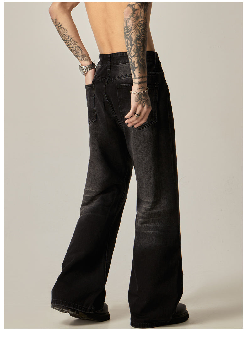 Black Baggy Straight Leg Jeans