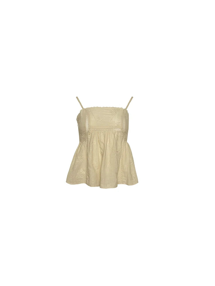 Apricot Spaghetti Strap Peplum Top