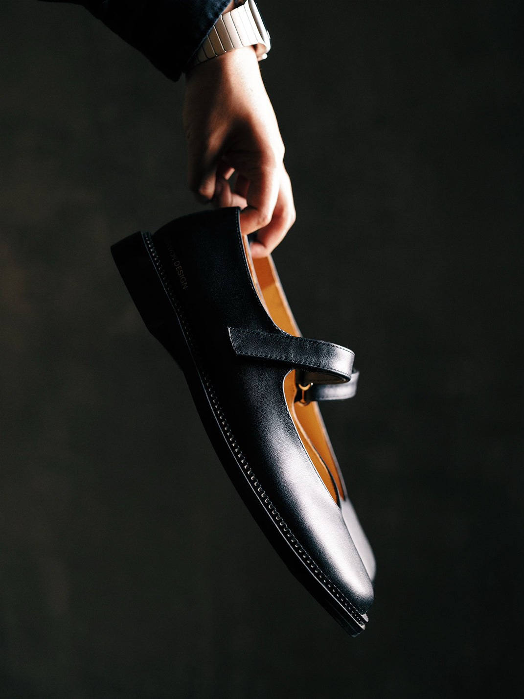 Classis Leather Strap Velcro Mary Janes-Black