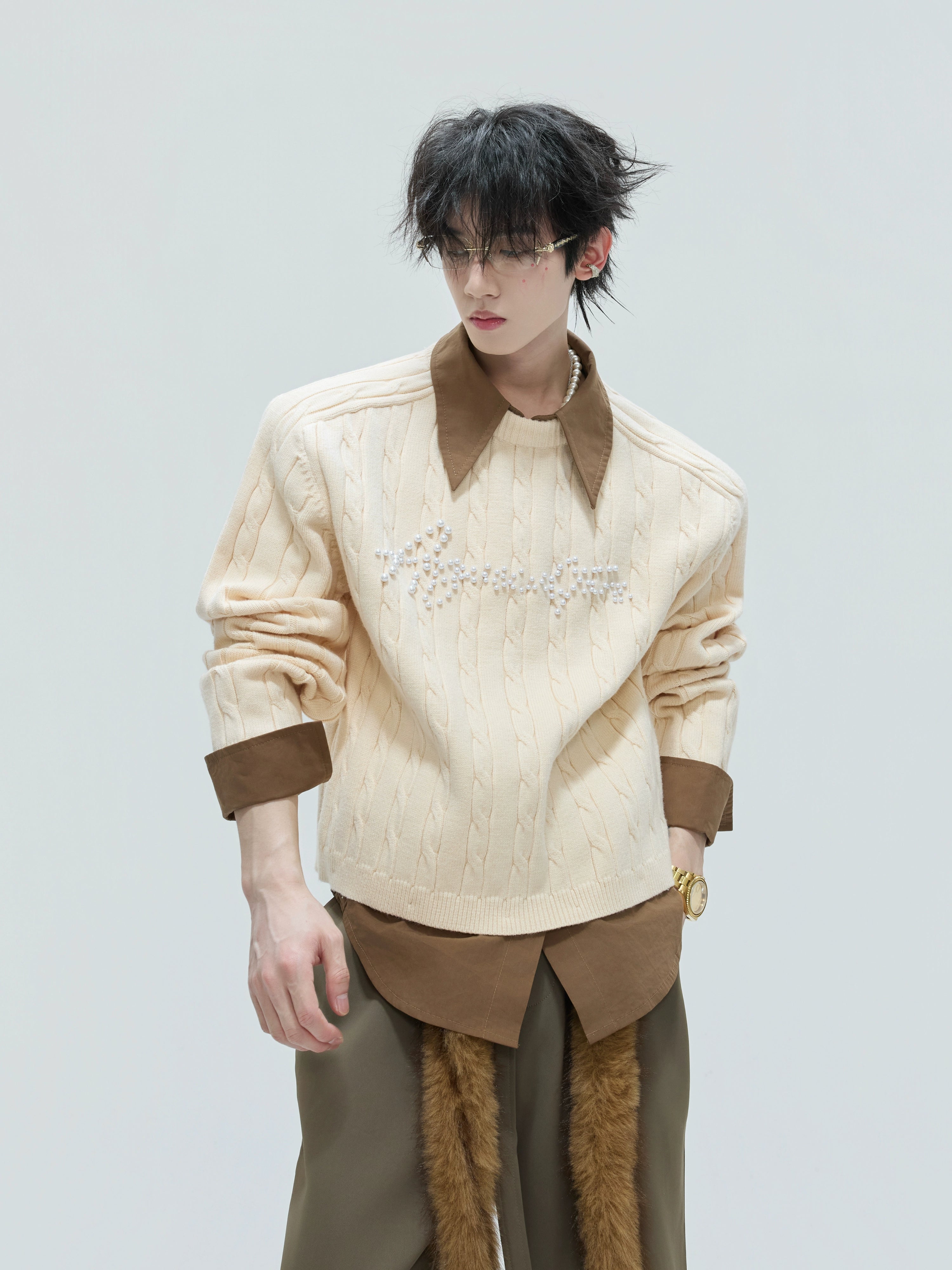 Crystal Script Cable Sweater