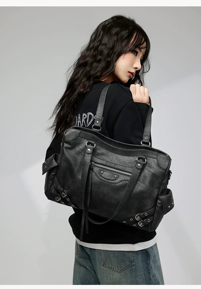 Charcoal Buckle Rider Tote