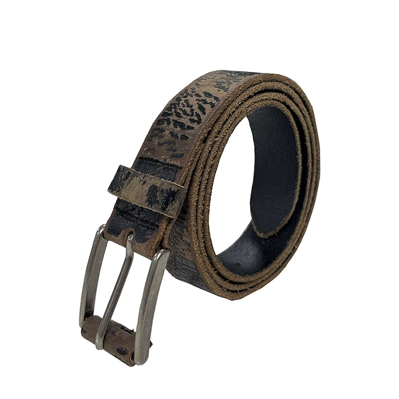 Distressed Pattern Leather Belt