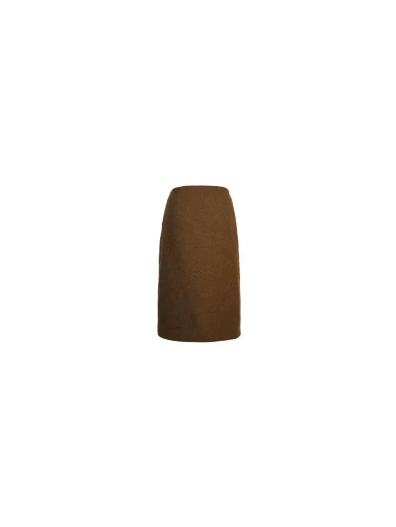 Slit Woolen Midi Pencil Skirt