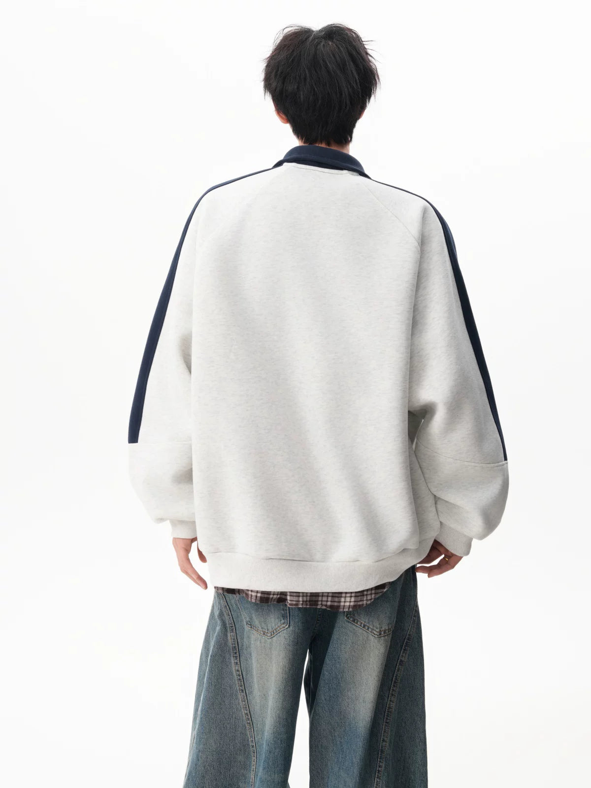 Varsity Track Stripe Zip Bomber Sweater