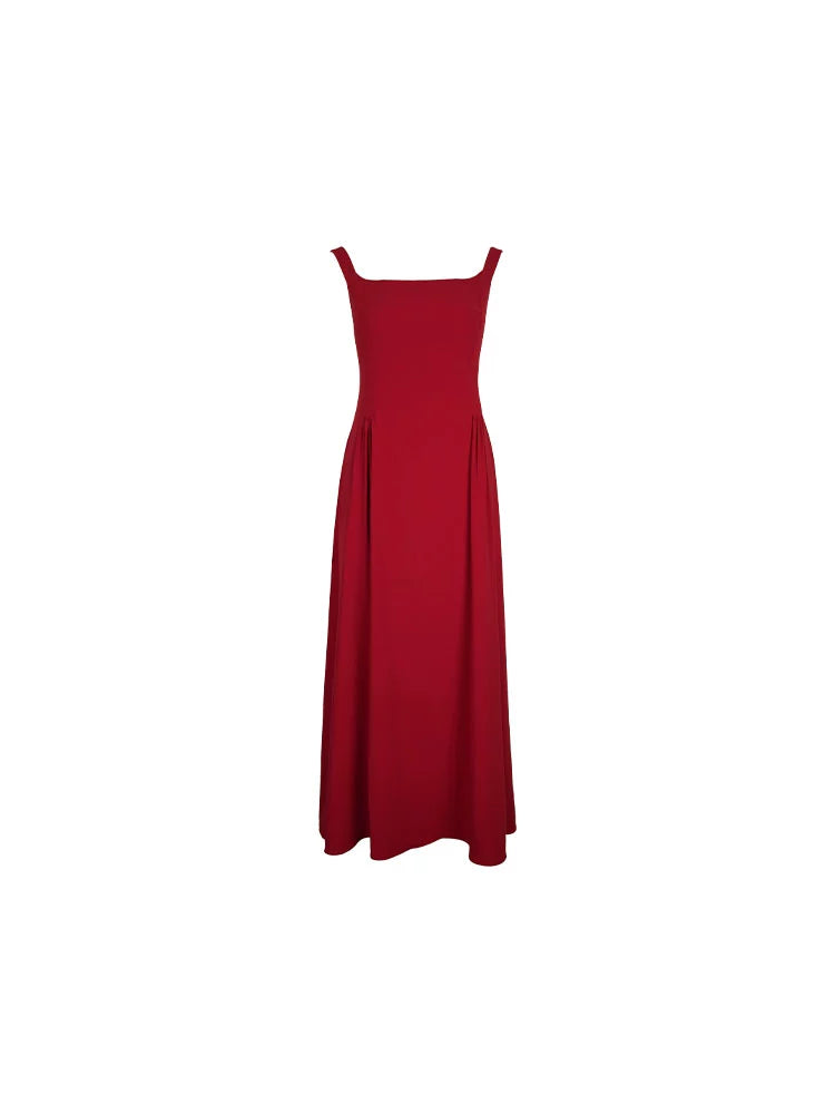 Retro Square Neck Sleeveless Maxi Dress