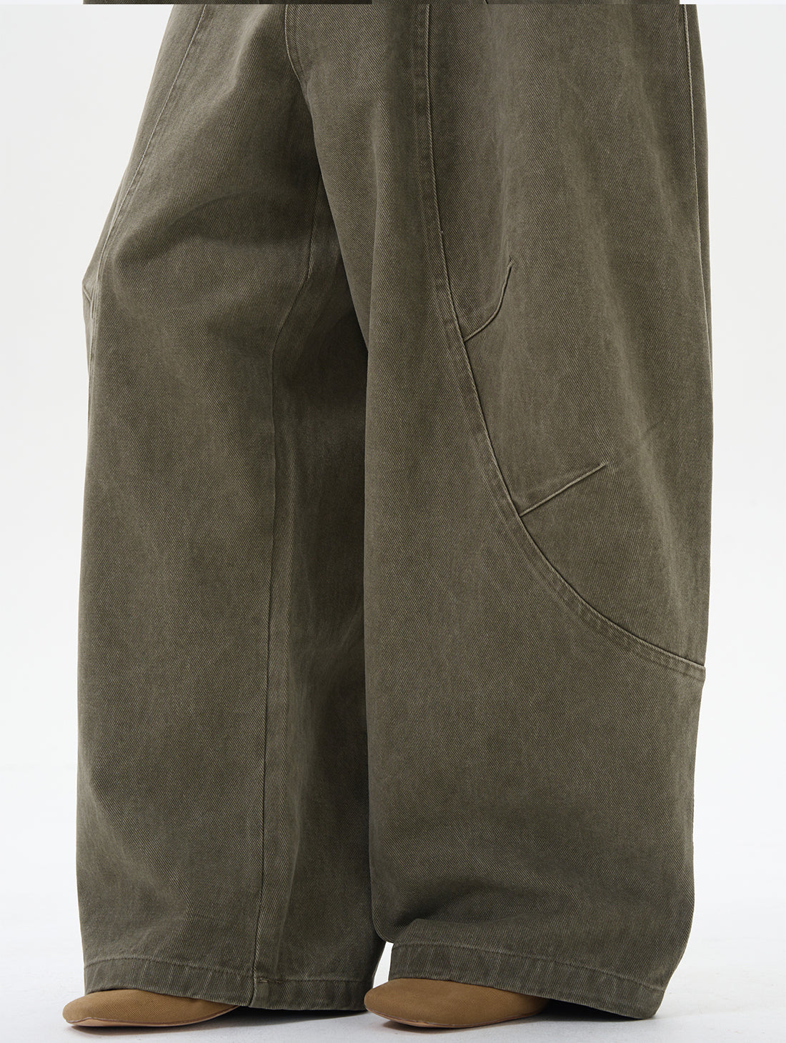 Olive Wide-Leg Cargo Chain Pants