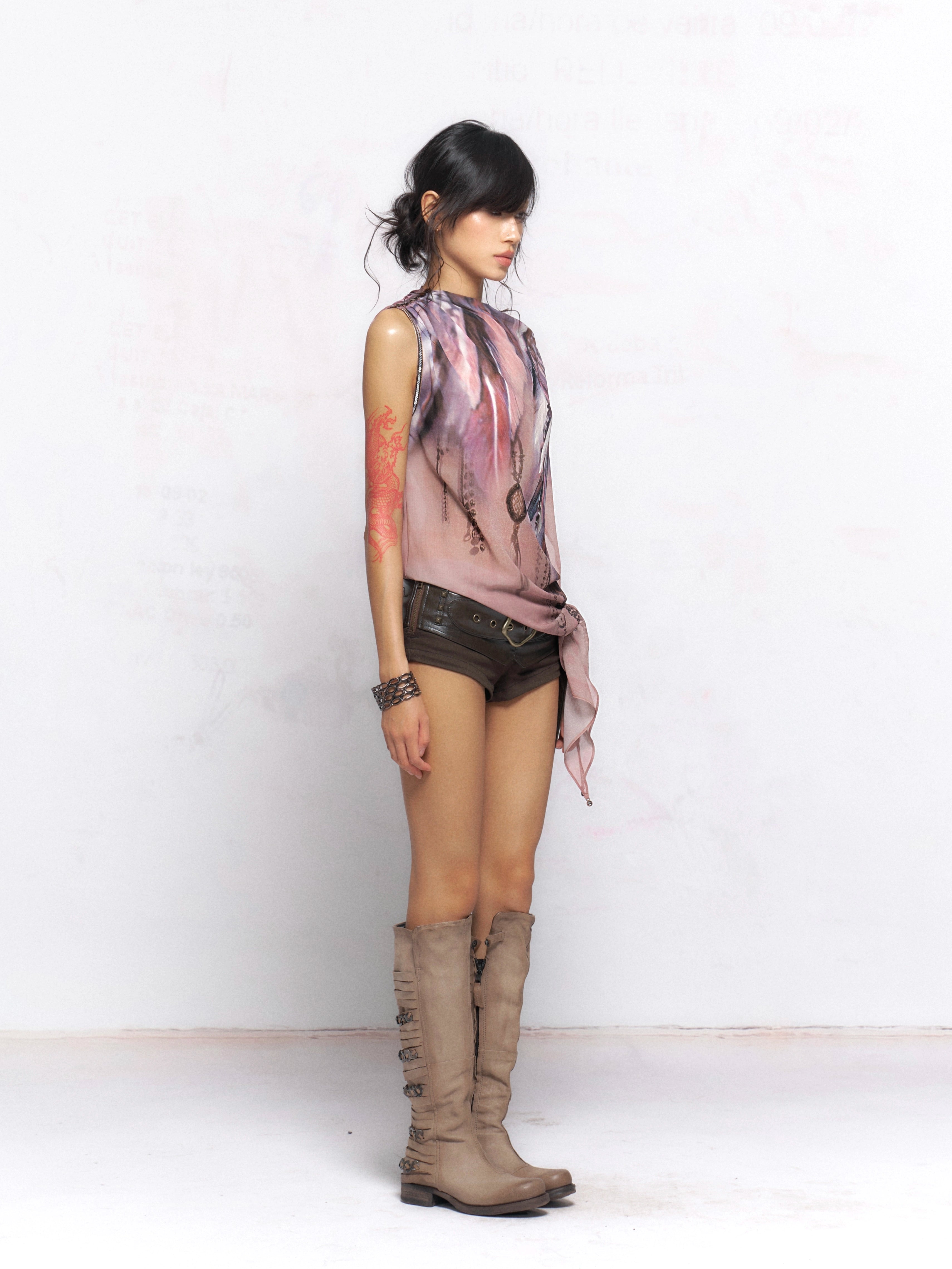 Featherfall Draped Chiffon Top