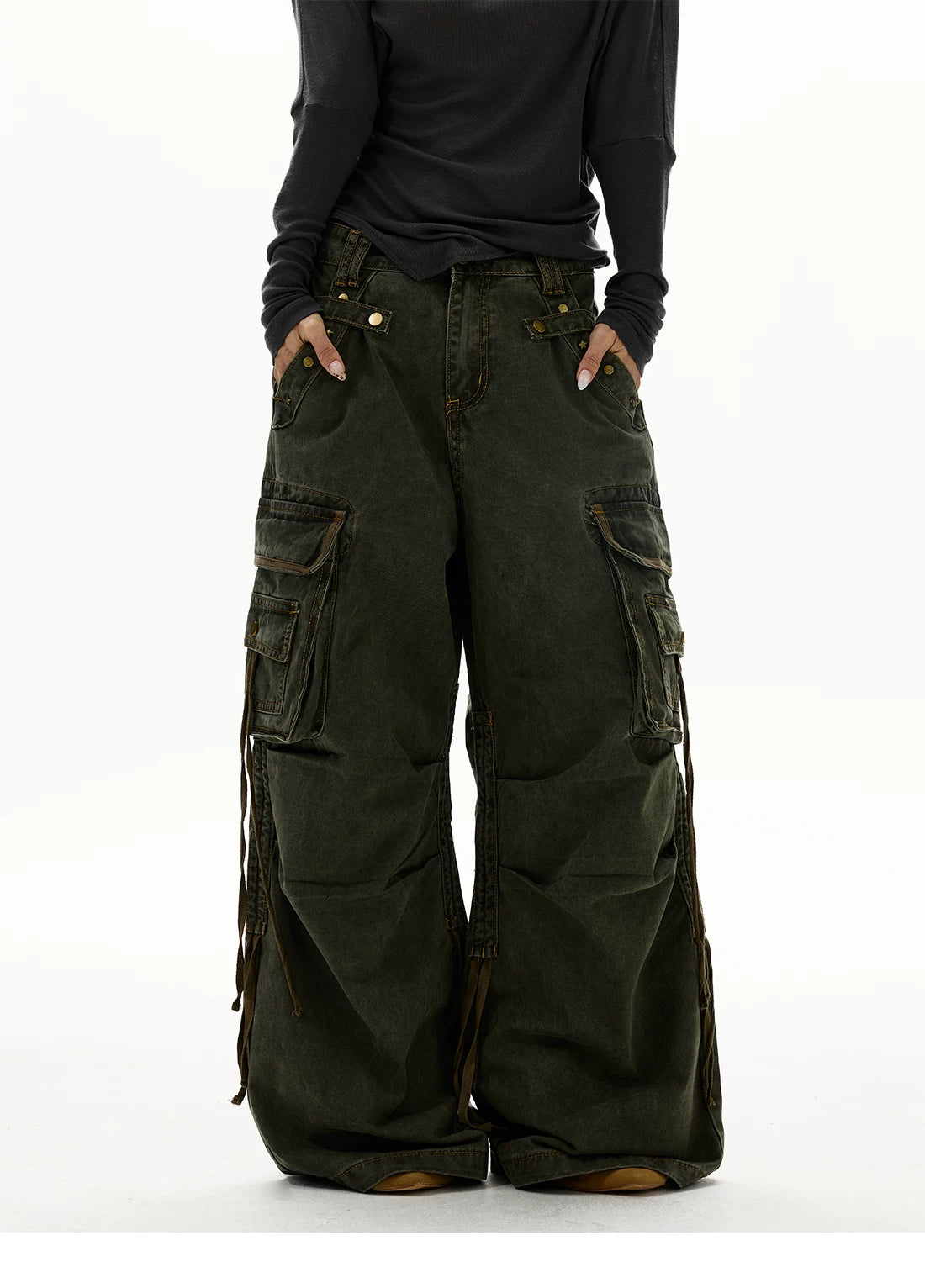 Astro Deck Wide‑Leg Strap Cargo Jeans