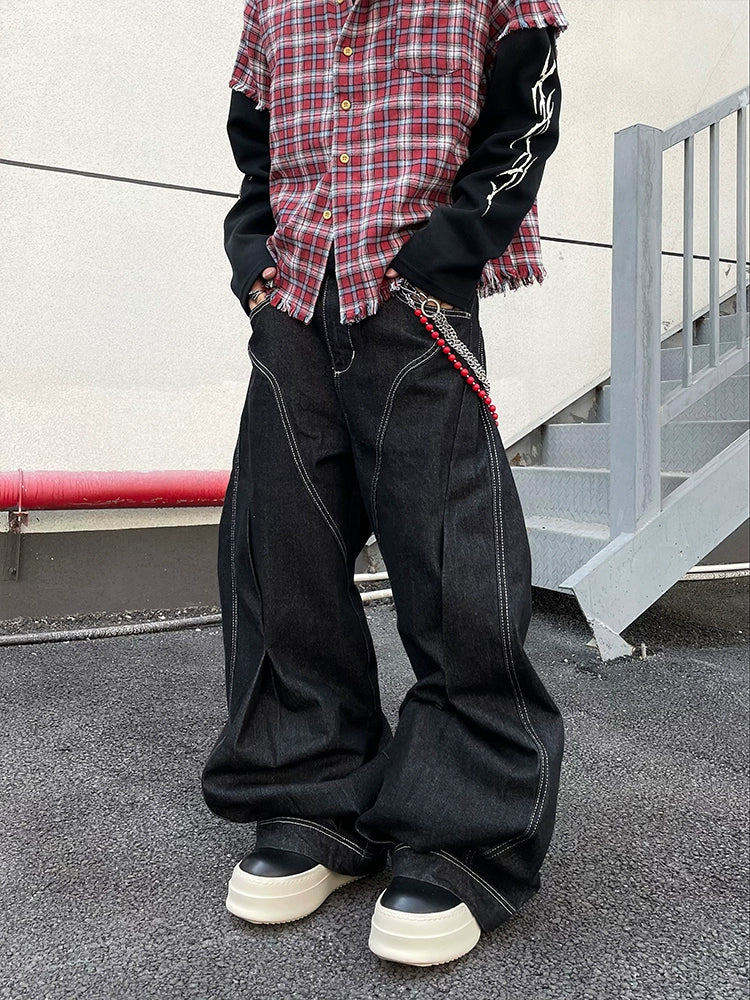 Curved Urban Stitch Wide Leg Jeans